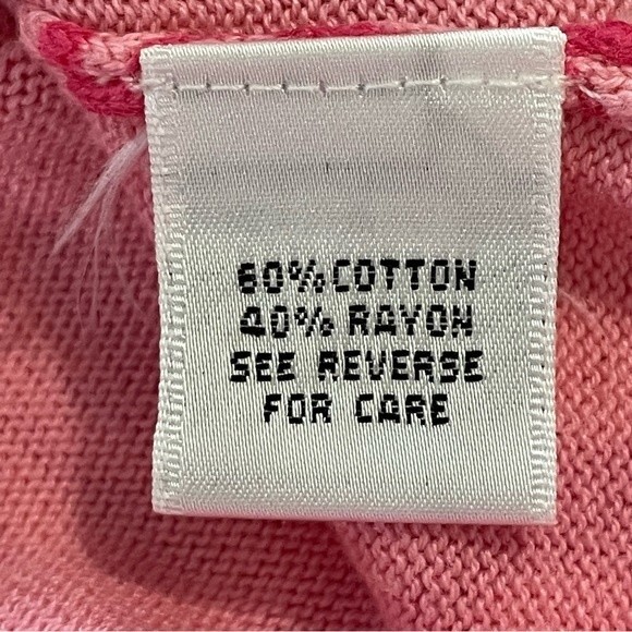 Talbots Floral Lightweight Sweater Womens Size LARGE Pink V-Neck‎ Cotton Blend - Picture 6 of 7